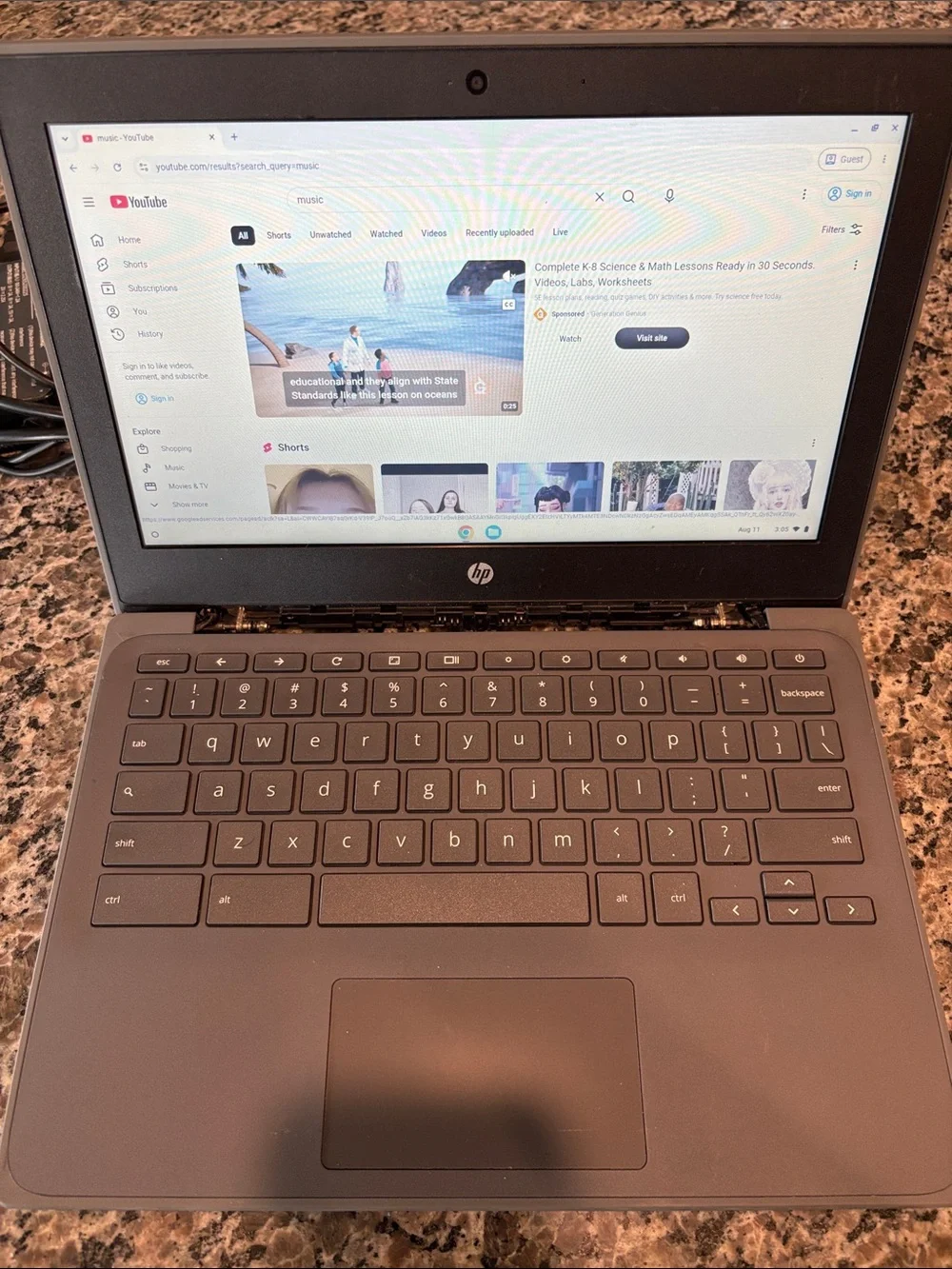 HP Gray Chromebook Laptop with Charger